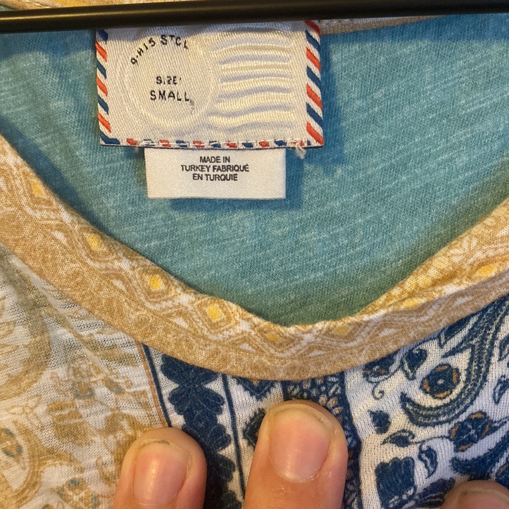 Anthropologie Multicolor Postmark Patchwork Tshirt - image 4